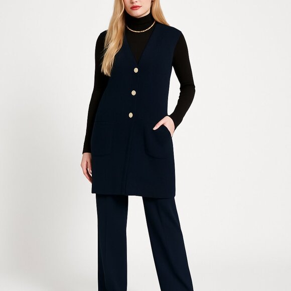 Nino Colombo Italy Longline Sleeveless Knit Cardigan Duster - Picture 1 of 12